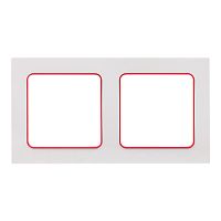 Стокгольм Рамка 2-местная белая с линией цвета красный PROxima | код  EXM-G-305-20 | EKF